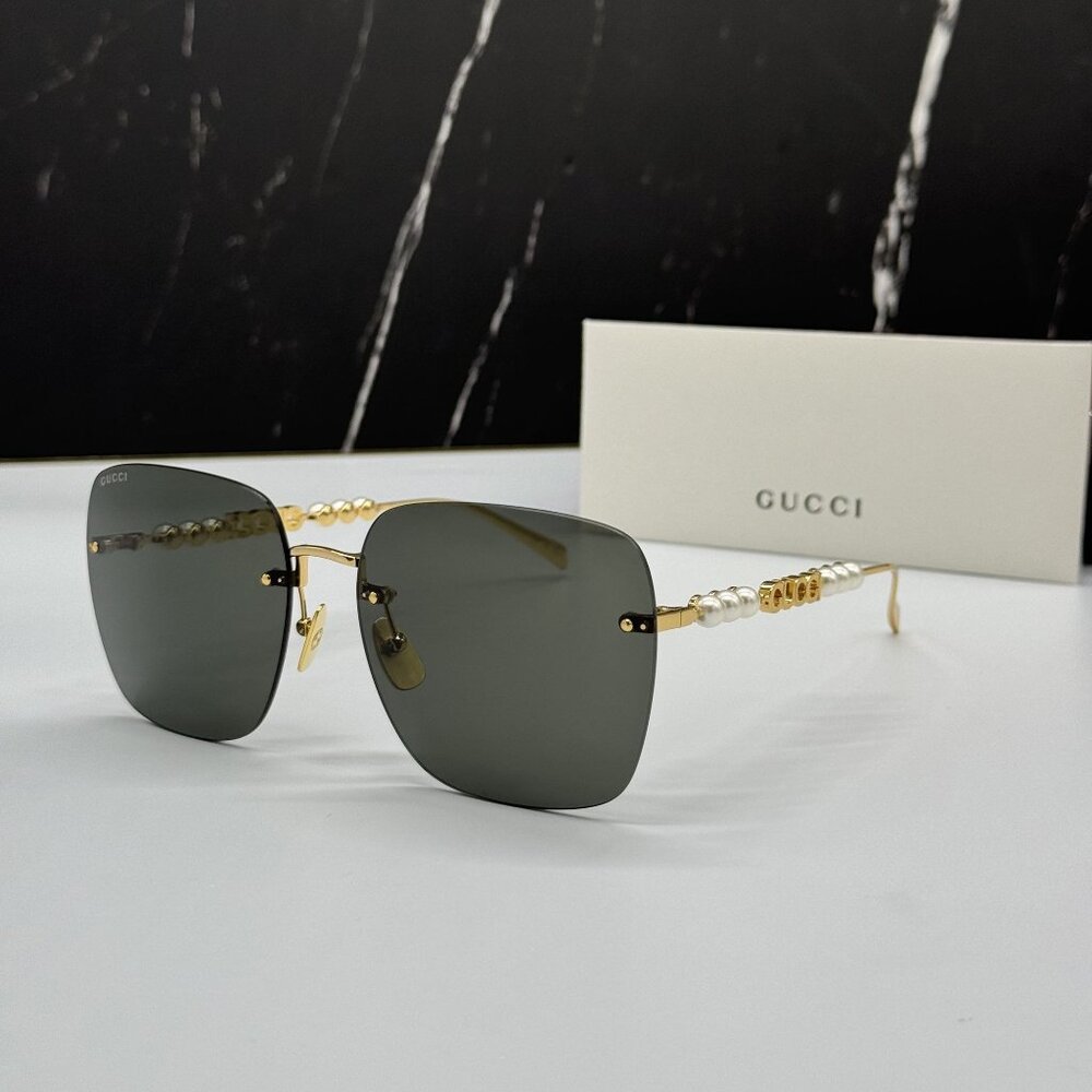 NEW GUCCI SUNGLASSES GOLD GREY WOMEN EYEWEAR GUCCI GG1923SA 001 - Picture 2 of 12